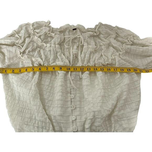 Free People Hailey Cropped Blouse in Ivory (M) - Picture 10 of 16